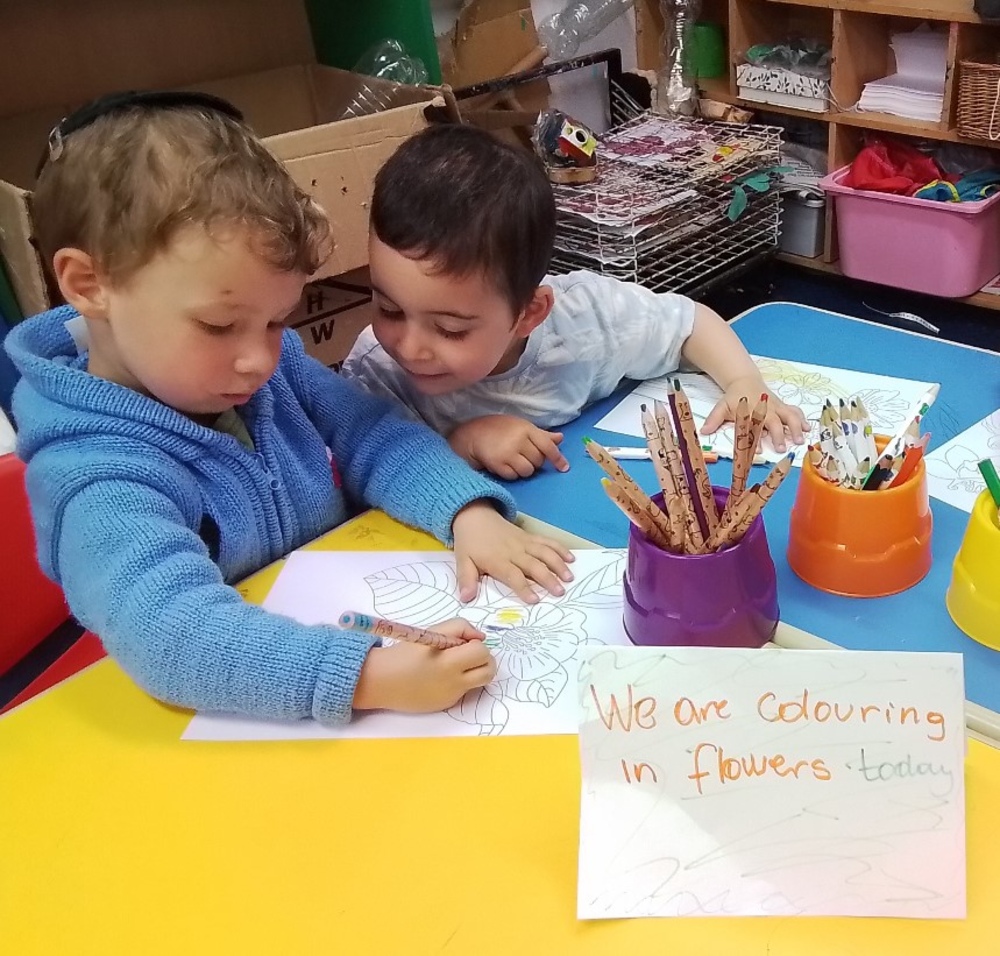 Colouring in flowers and blossoms together!